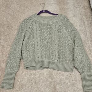 moon & madison Textured Knit Sweater in Soft Green